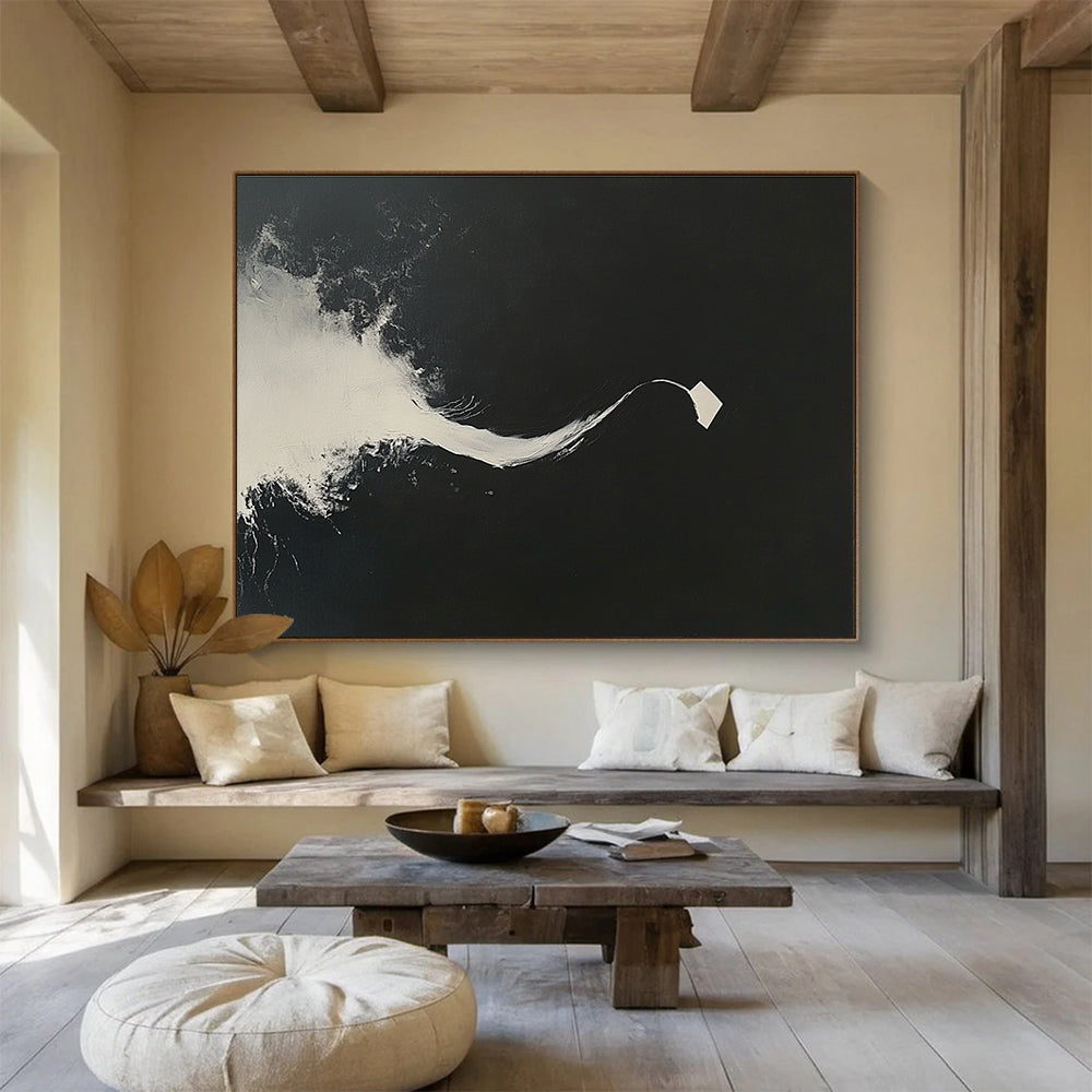 Black White Flow Art for Contemporary Dance Studio & Zen Meditation Space SC096