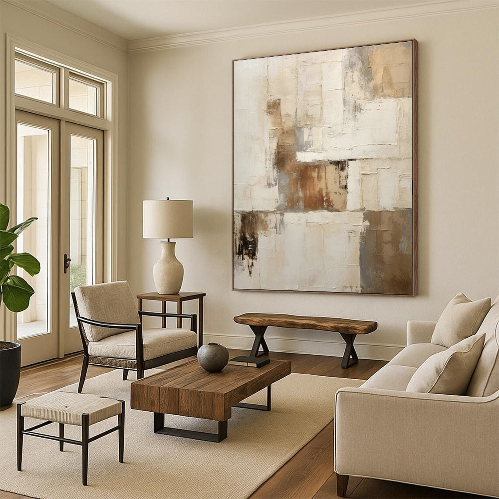 Soft Beige - Grey Abstract Art for Spa Retreat & Minimalist Nursery DLZ1317