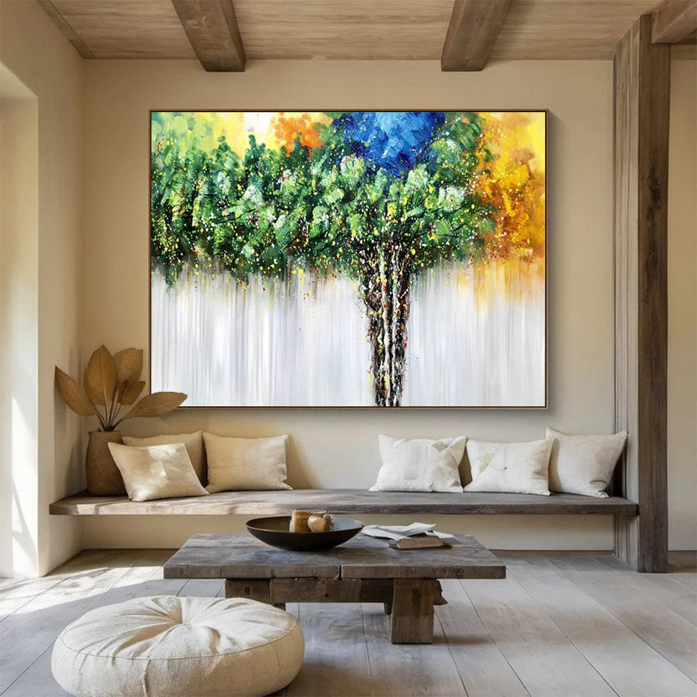 Colorful Tree Painting for Bohemian - Style Living Rooms DLZ2560