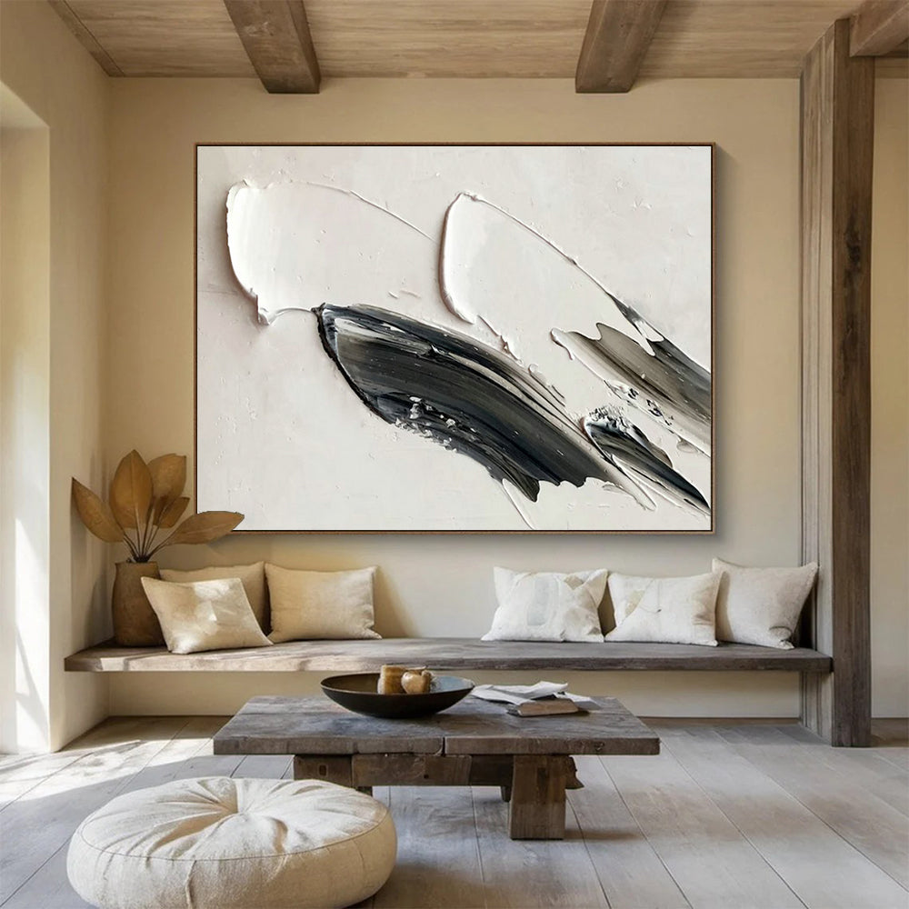 Black - White Abstract Art for Modern Art Gallery Monochrome Exhibits DLZ3292