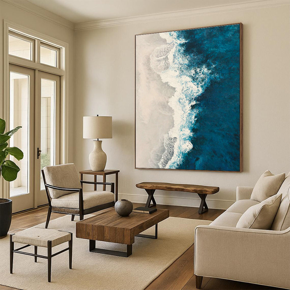 Aerial Ocean Wave Art for Coastal Living Room & Beachfront Café DLZ0731
