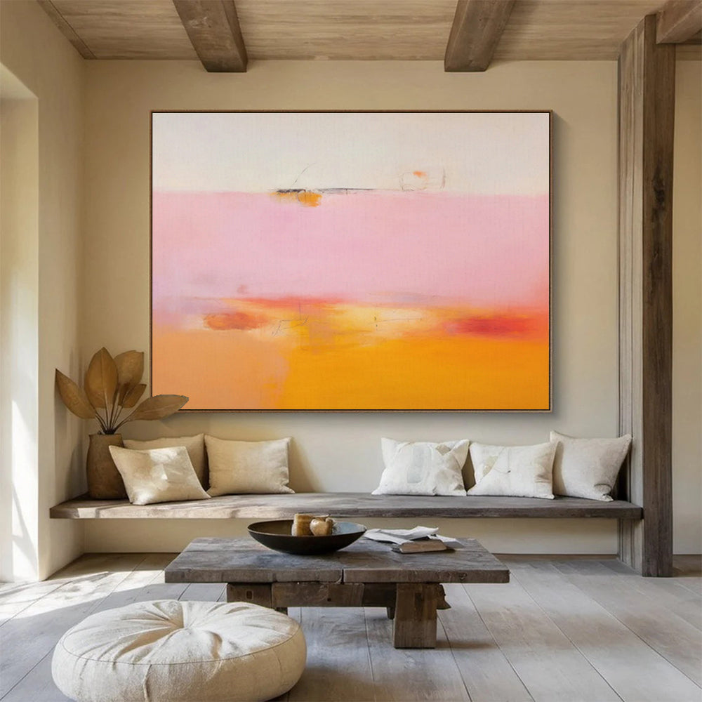 Pink - Orange Gradient Abstract Art for Sunny Breakfast Nook DLZ2860