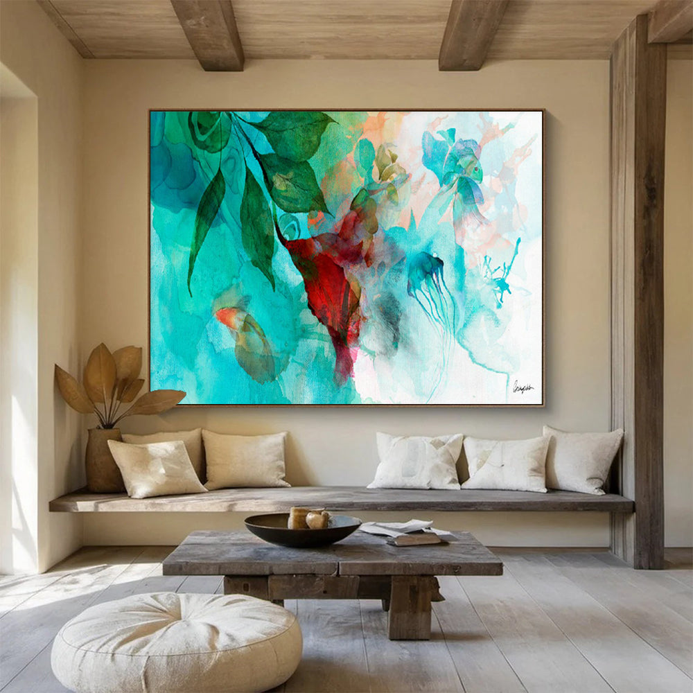 Marine Life Watercolor Art for Beach House Bathroom DLZ2922