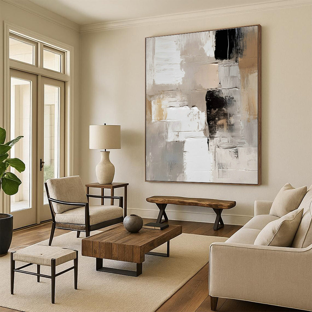 Gray - White - Black Abstract Art for Industrial - Chic Loft & Modern Art Museum DLZ0718