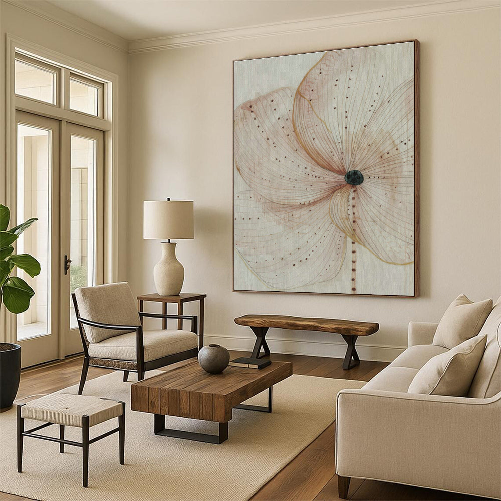Light Brown Flower Drawing for Bedroom & Living Room DLZ0410