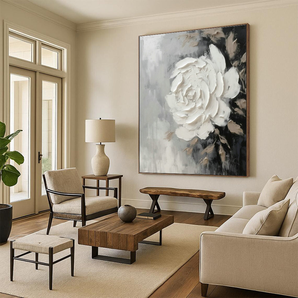 White Flower Abstract for Romantic Bed - and - Breakfast & Feminine Home Boudoir DLZ0897