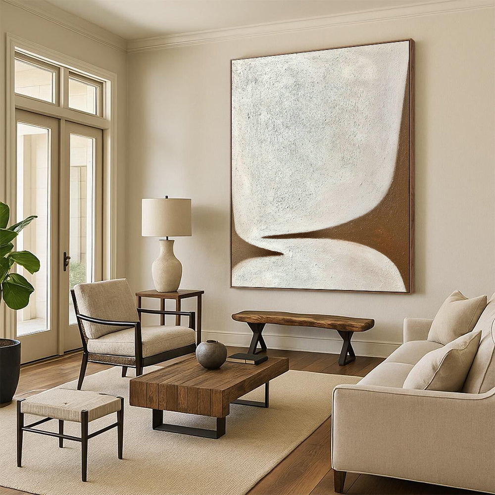 Brown - White Abstract Art for Minimalist Home Office & Art Gallery DLZ1186