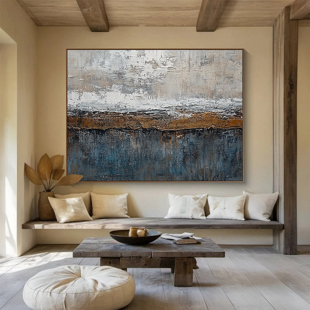 Abstract Textured Landscape Art for Rustic Cabin & Earth - Tone Themed Restaurant SC174