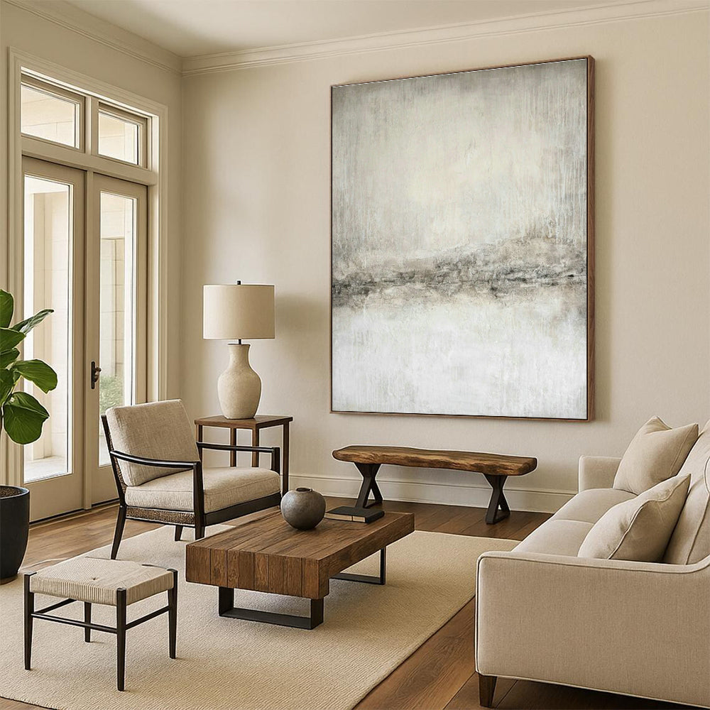 Light Gray Textured Abstract Art for Contemporary Gallery & Minimalist Bedroom DLZ1075