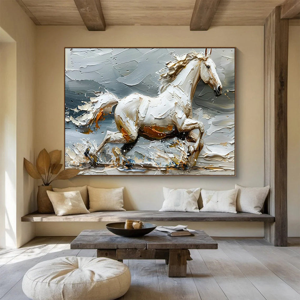 Galloping Horse Relief Art for Equestrian - Themed Clubhouse Dining Rooms DLZ3196