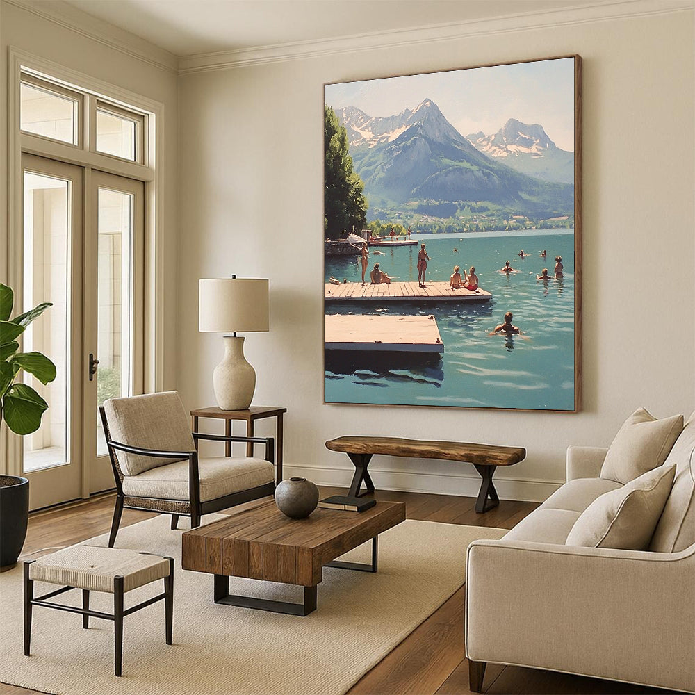 People Swimming by the Mountains for Lakeside Vacation Home & Community Center STSC878