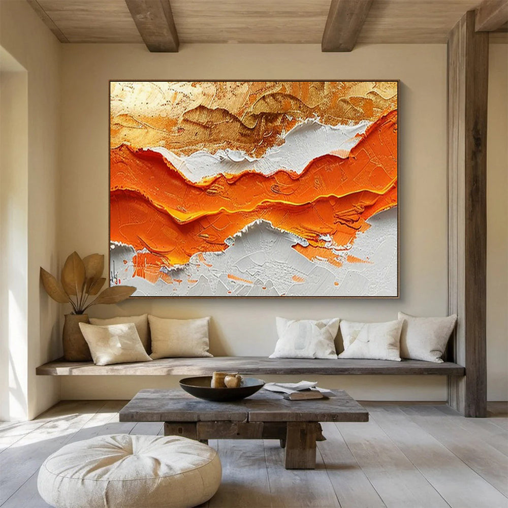 Orange Mountain Relief Art for Modern Dining Room DLZ2848