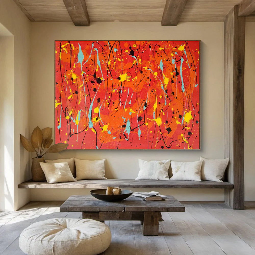 Orange - Red Splash Abstract Art for Vibrant Event Venue Backdrops DLZ2670