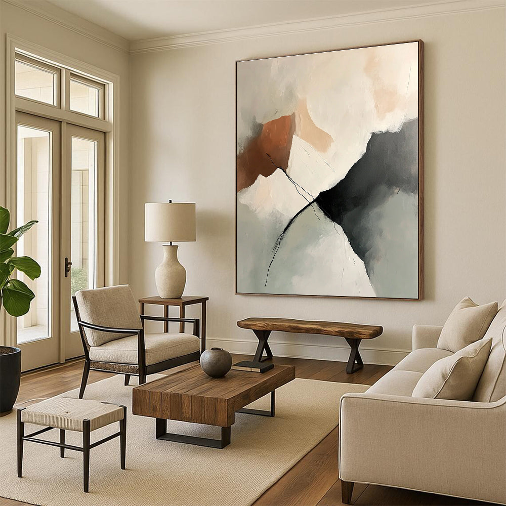 Neutral Tones Abstract for Minimalist Living Room & Corporate Office STSC800