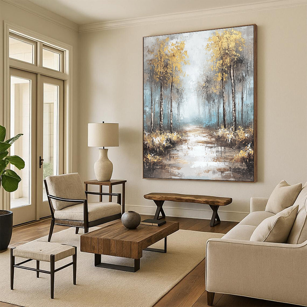 Misty Forest Path Art for Living Room & Hotel Lobby STSC060