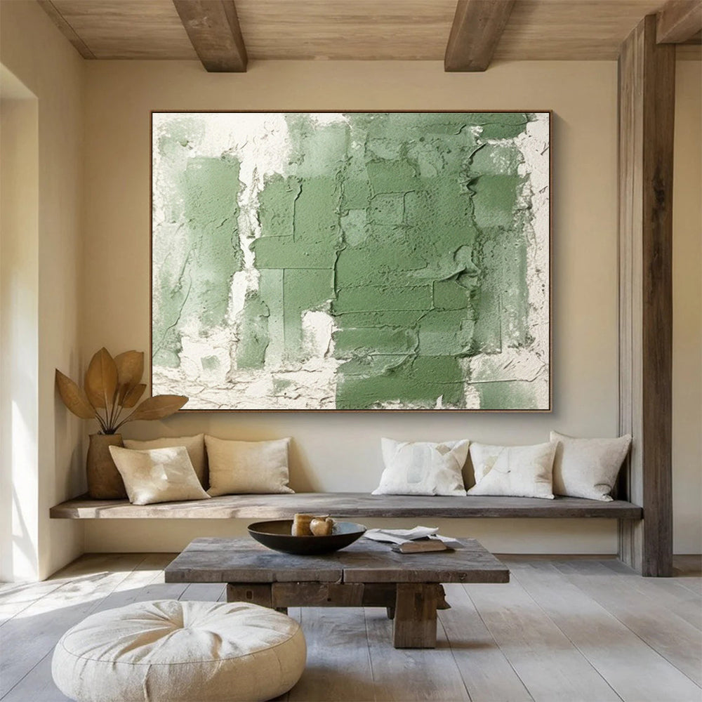 Green - White Texture Abstract Art for Minimalist Office Break Rooms DLZ2658