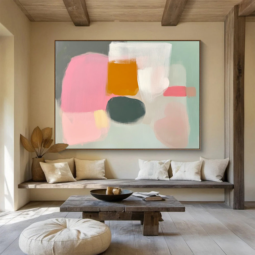 Soft Color Blocks Art for Girls’ Bedroom & Minimalist Café SC380