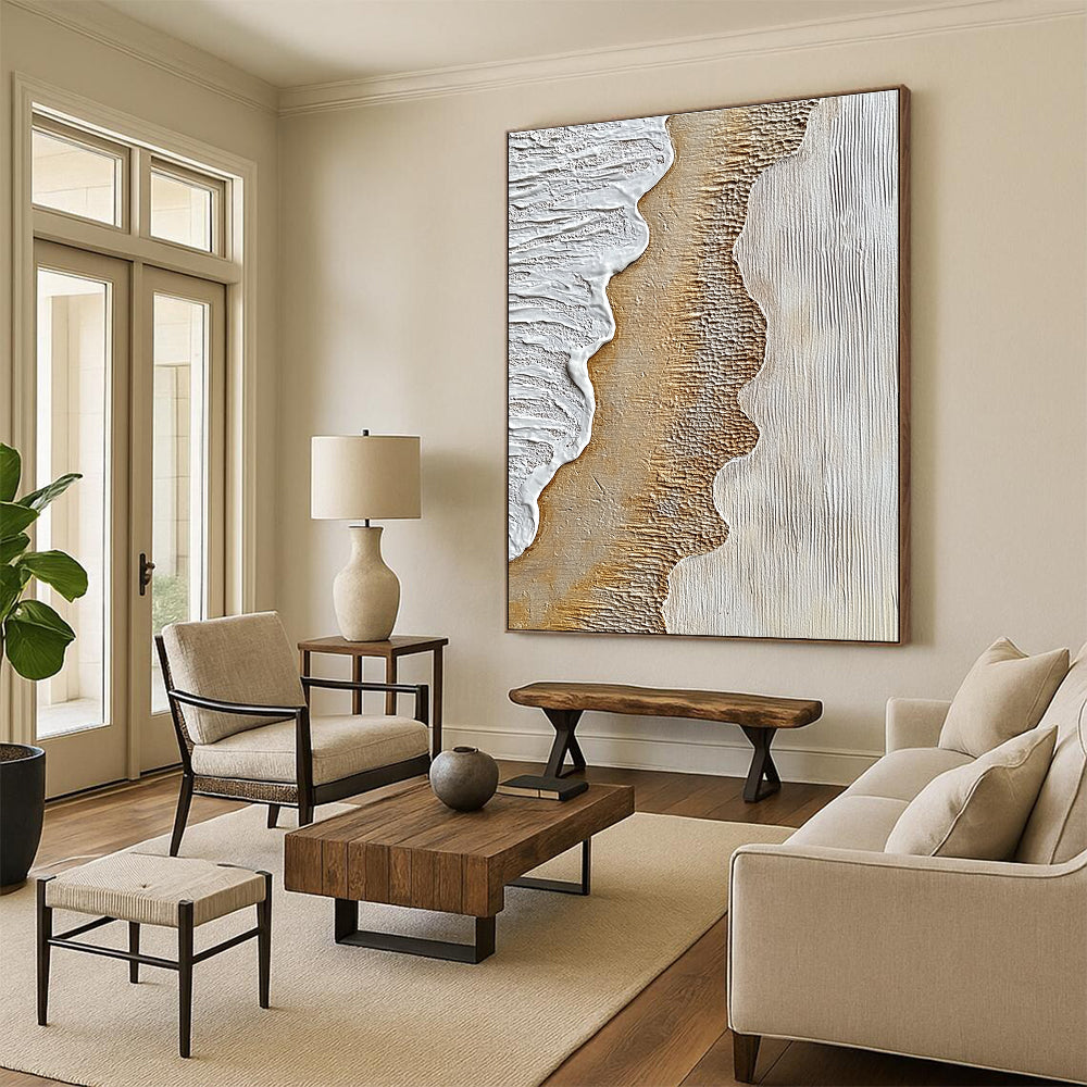 Textured Waves in Neutral Tones for Minimalist Home Office & Art Gallery Café STSC947