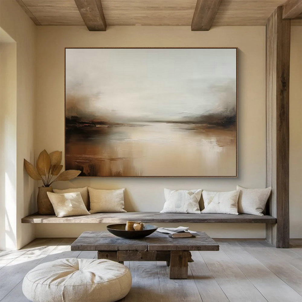 Soothing Warm - Brown River Abstract Art for Cozy Study Focus DLZ2705