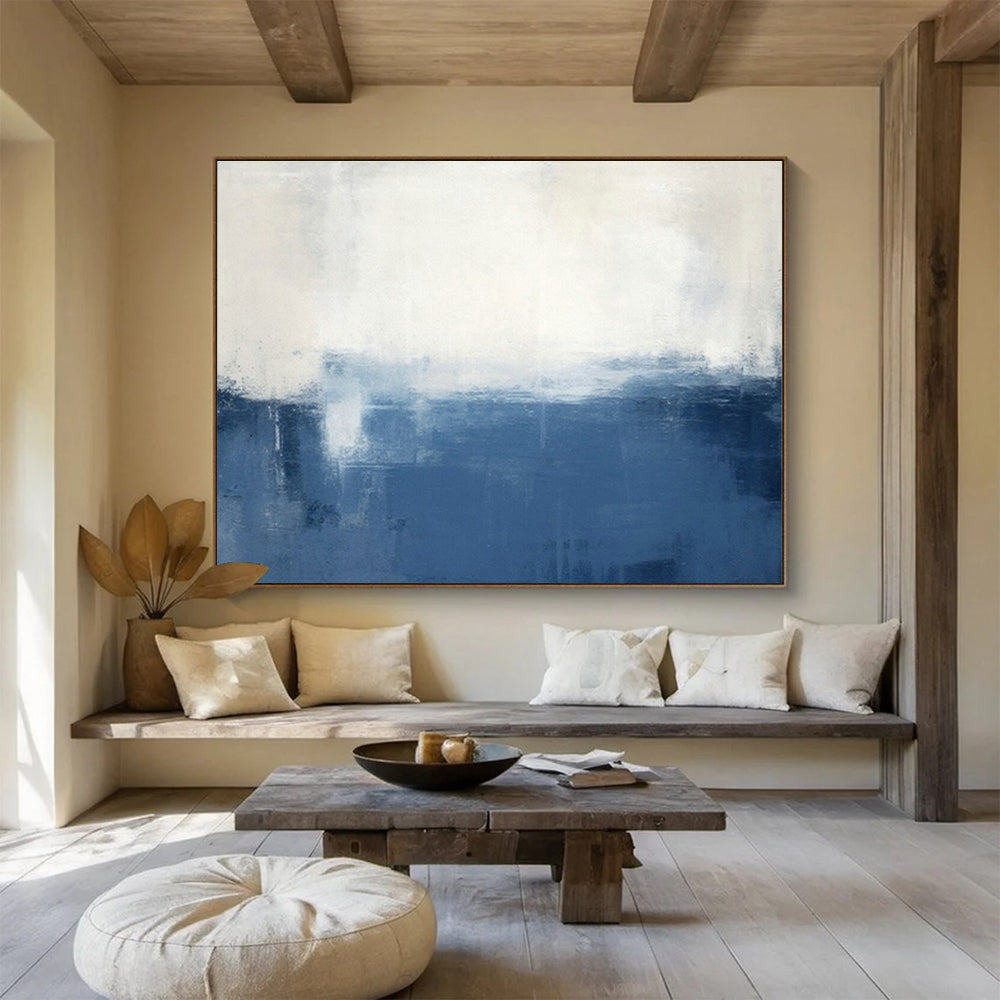 Blue - White Gradient Abstract Art for Coastal Home Bedroom Accents DLZ2650