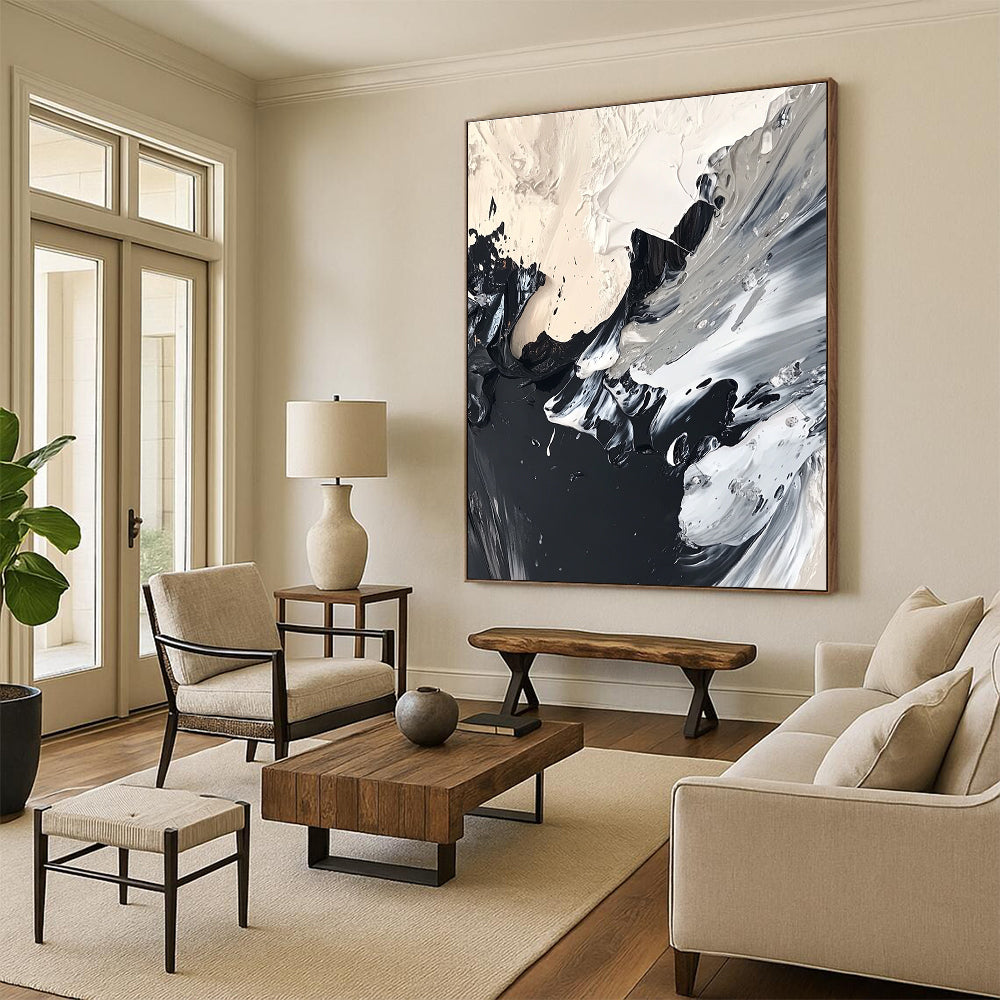 Black and White Textured Abstract for Industrial - Style Loft & Modern Art Museum STSC1277