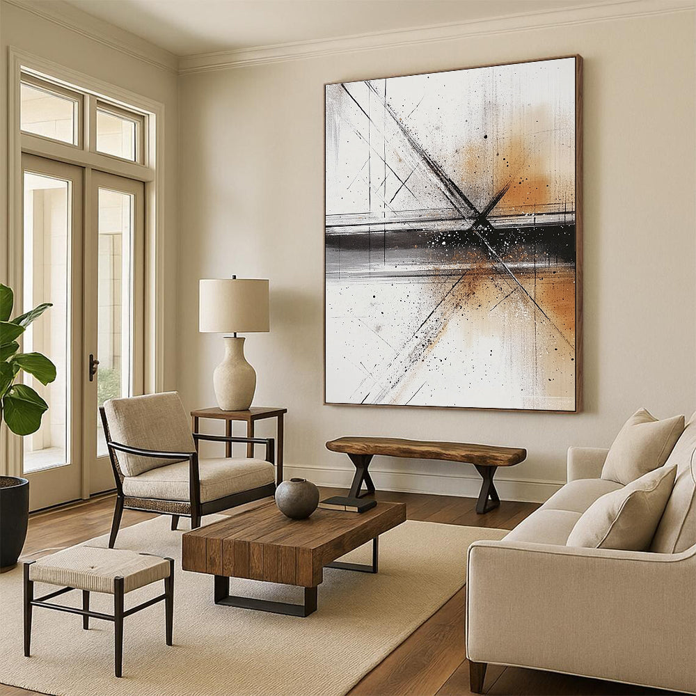 Black, White, and Brown Abstract for Industrial Loft & Art Gallery Corridor STSC321
