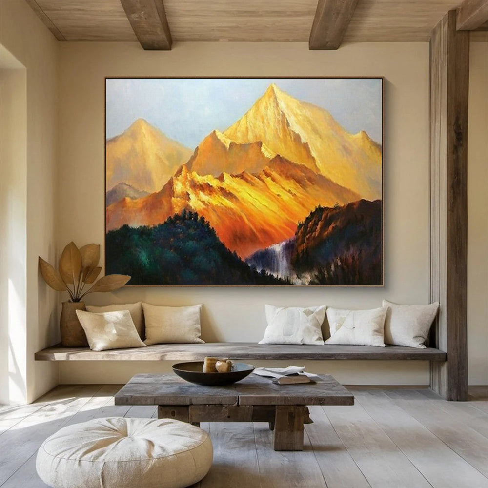 Golden Mountain Landscape Oil Painting for Grand Foyer DLZ2817