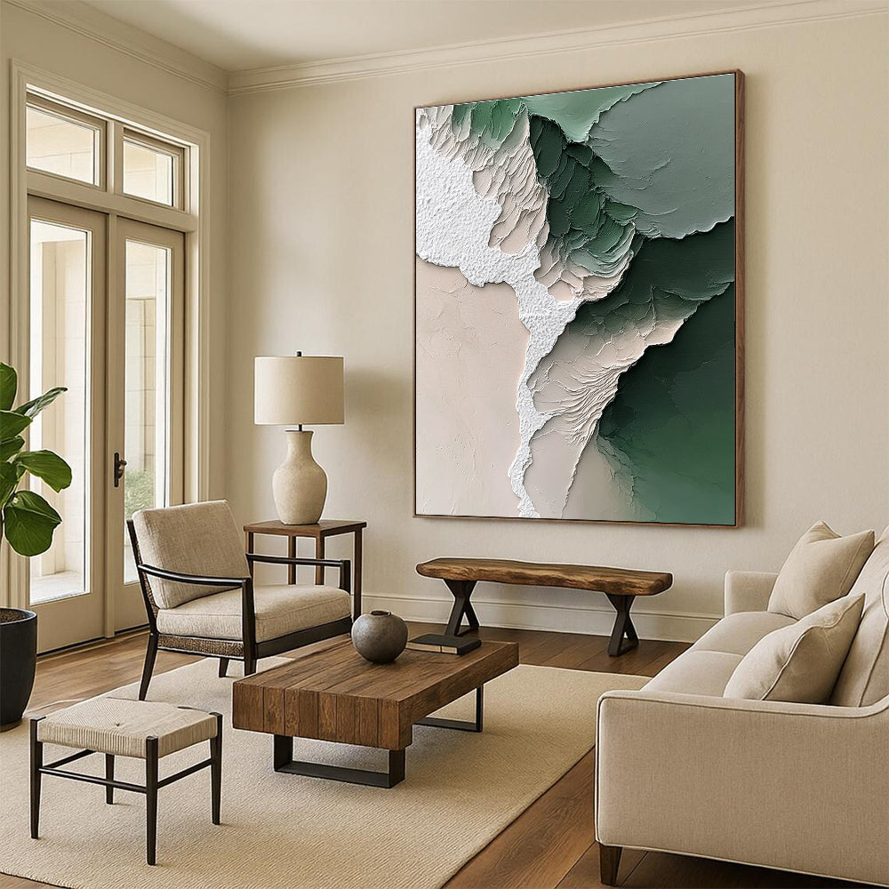 Textured Green and White for Nature - Inspired Living Room & Contemporary Art Studio STSC1246