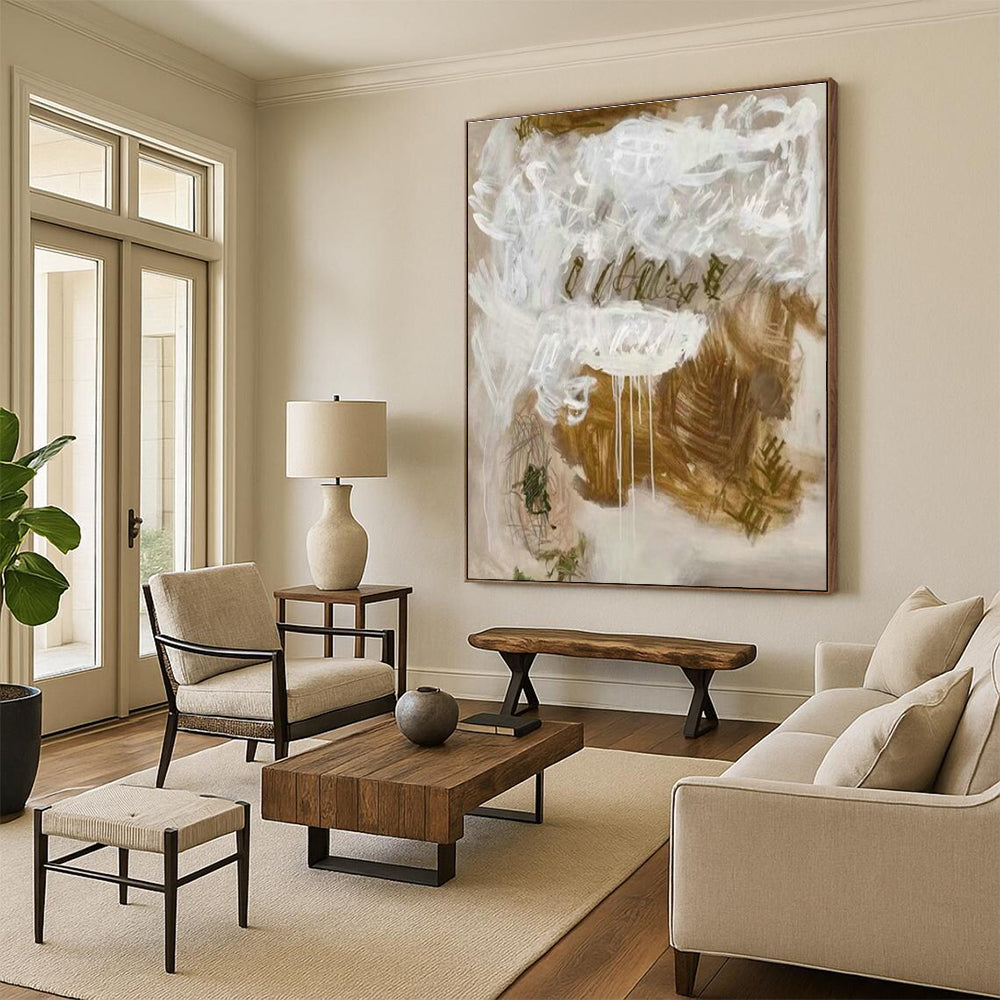 Brown and White Abstract Expressionist Art for Art - Lovers' Lounge & Creative Home Studio DLZ1987