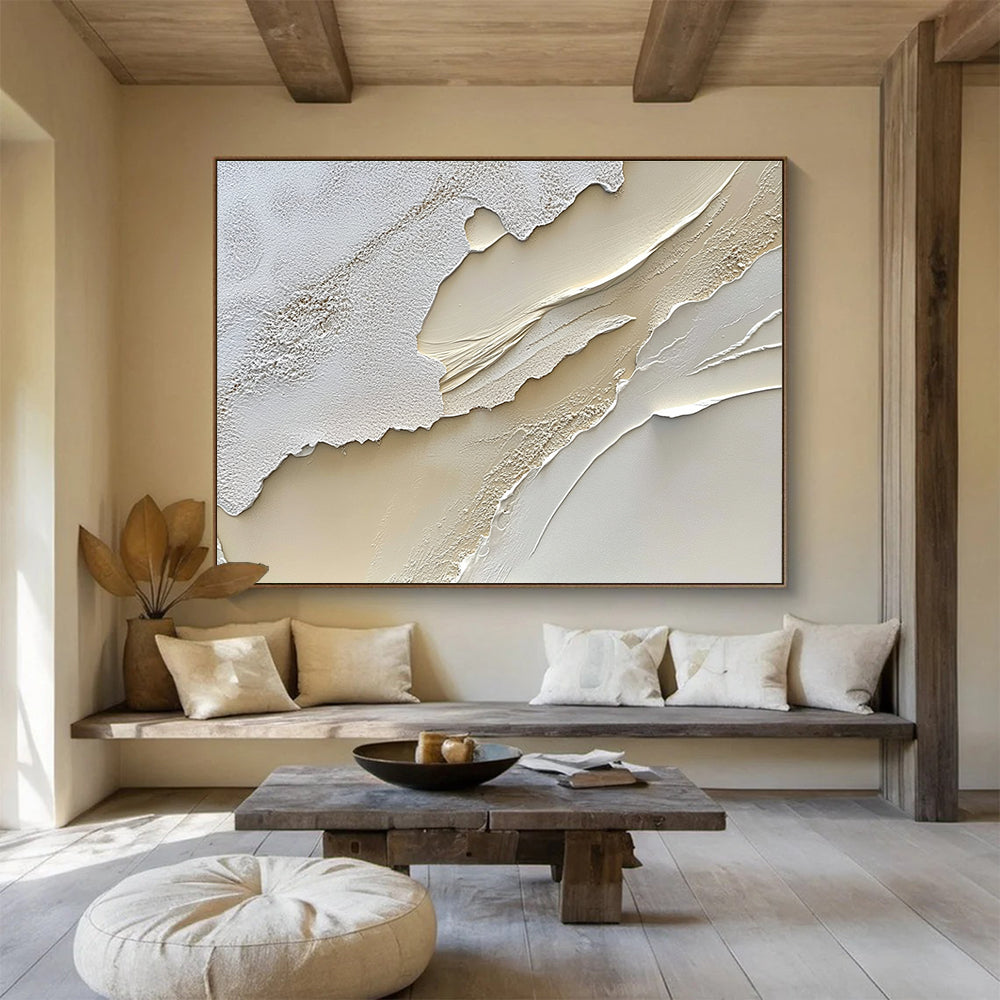 Textured White - Beige Layers Art for Luxury Spa & High - End Boutique SC459