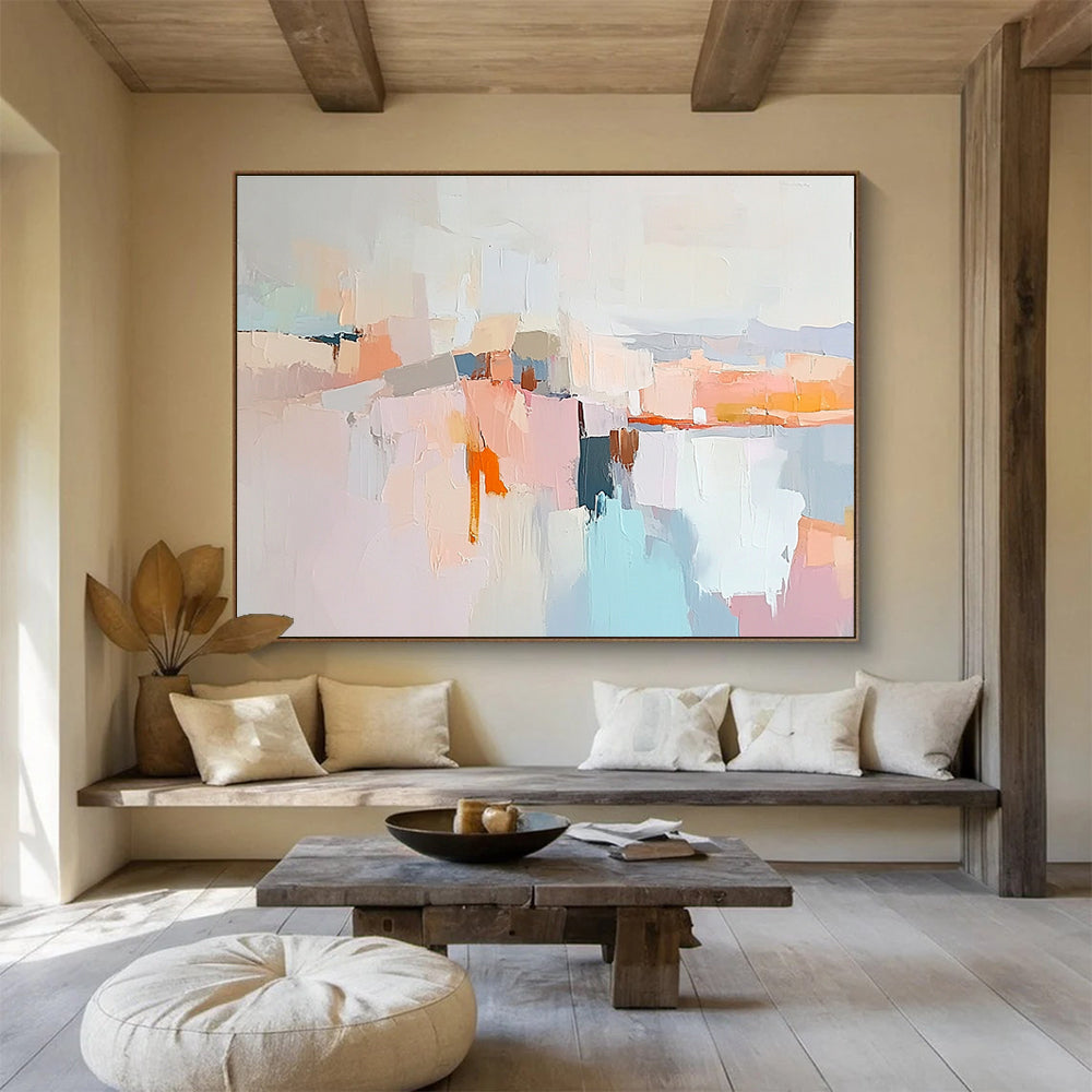 Pastel Color Block Abstract Art for Coastal Café & Bohemian Nursery SC353