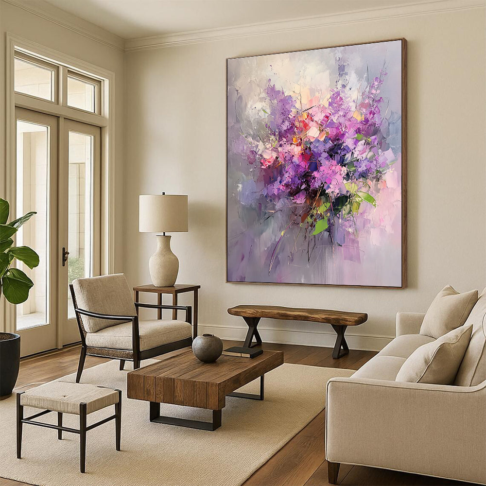 Purple Flower Bouquet (Impasto) for Romantic Wedding Venue & Feminine Boudoir STSC926