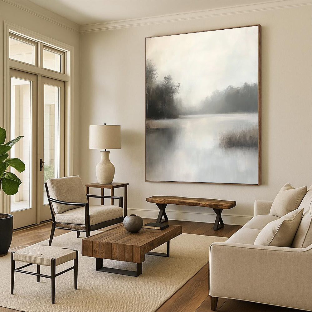 Misty Lake Landscape for Serene Bedroom & Nature - Inspired Café STSC1100