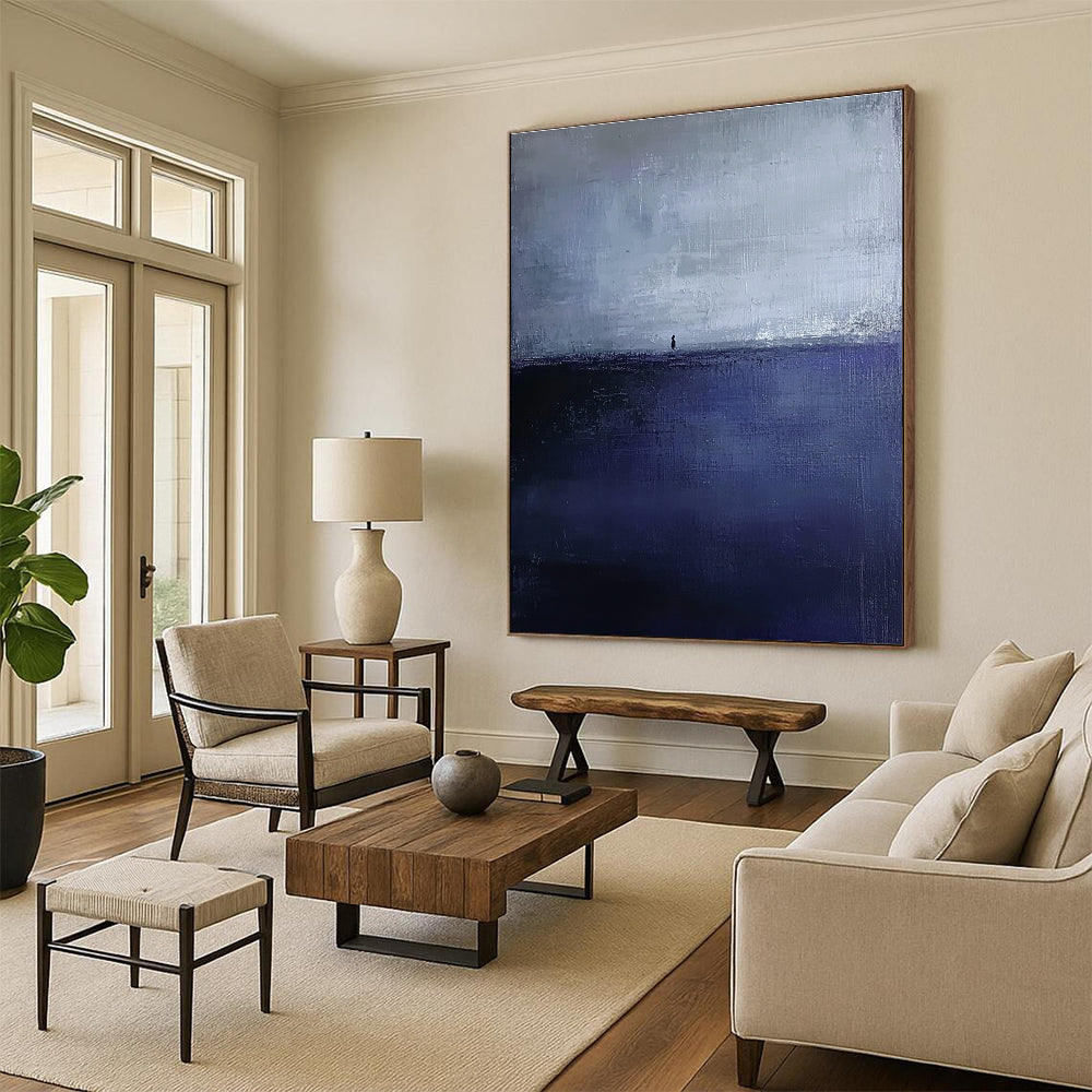 Solitary Figure at Sea Art for Coastal Home Library & Philosophical Retreat STSC1085
