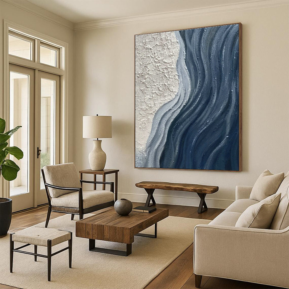 Textured Wave Abstract Art for Coastal Café & Nautical - Themed Home Office DLZ0662