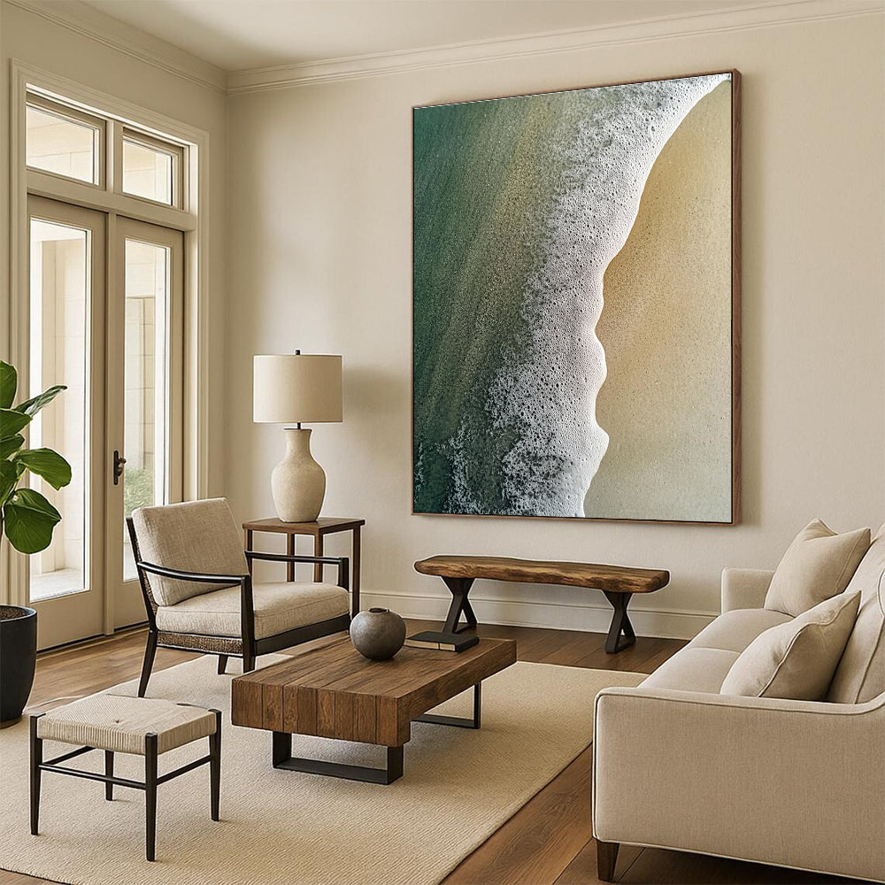 Beach Foam Edge Art for Coastal Villa Living Room & Seaside Café STSC1410