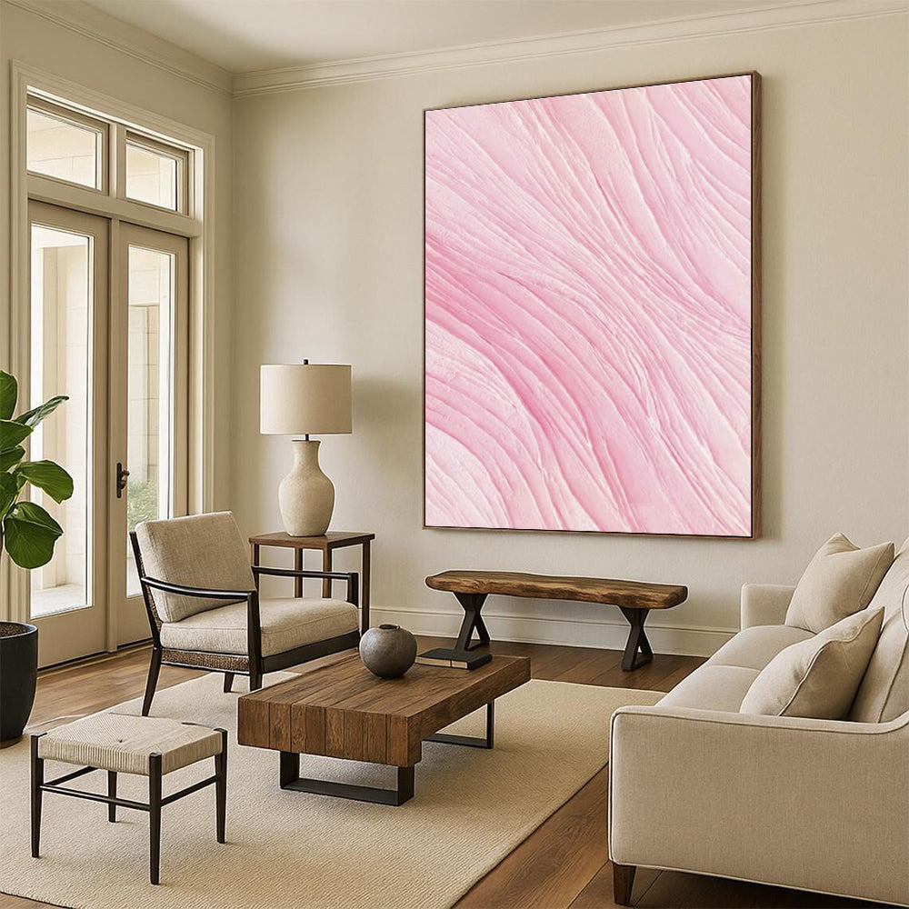 Pink Wavy Abstract Art for Bedroom & Beauty Salon DLZ0591