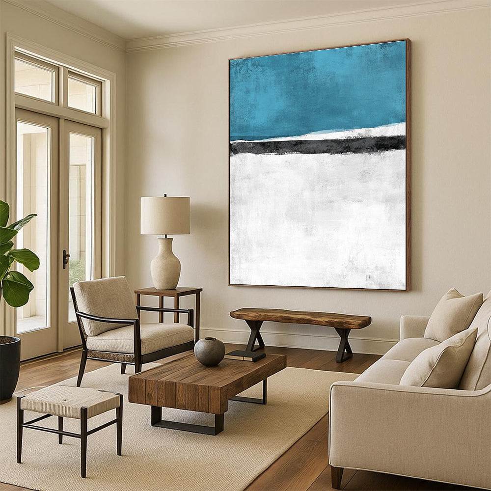 Blue, Black and White Abstract for Coastal Home Office & Serene Spa Retreat STSC523