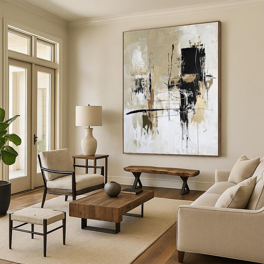 Beige and Black Abstract with Lines for Creative Studio & Industrial - Chic Loft STSC413
