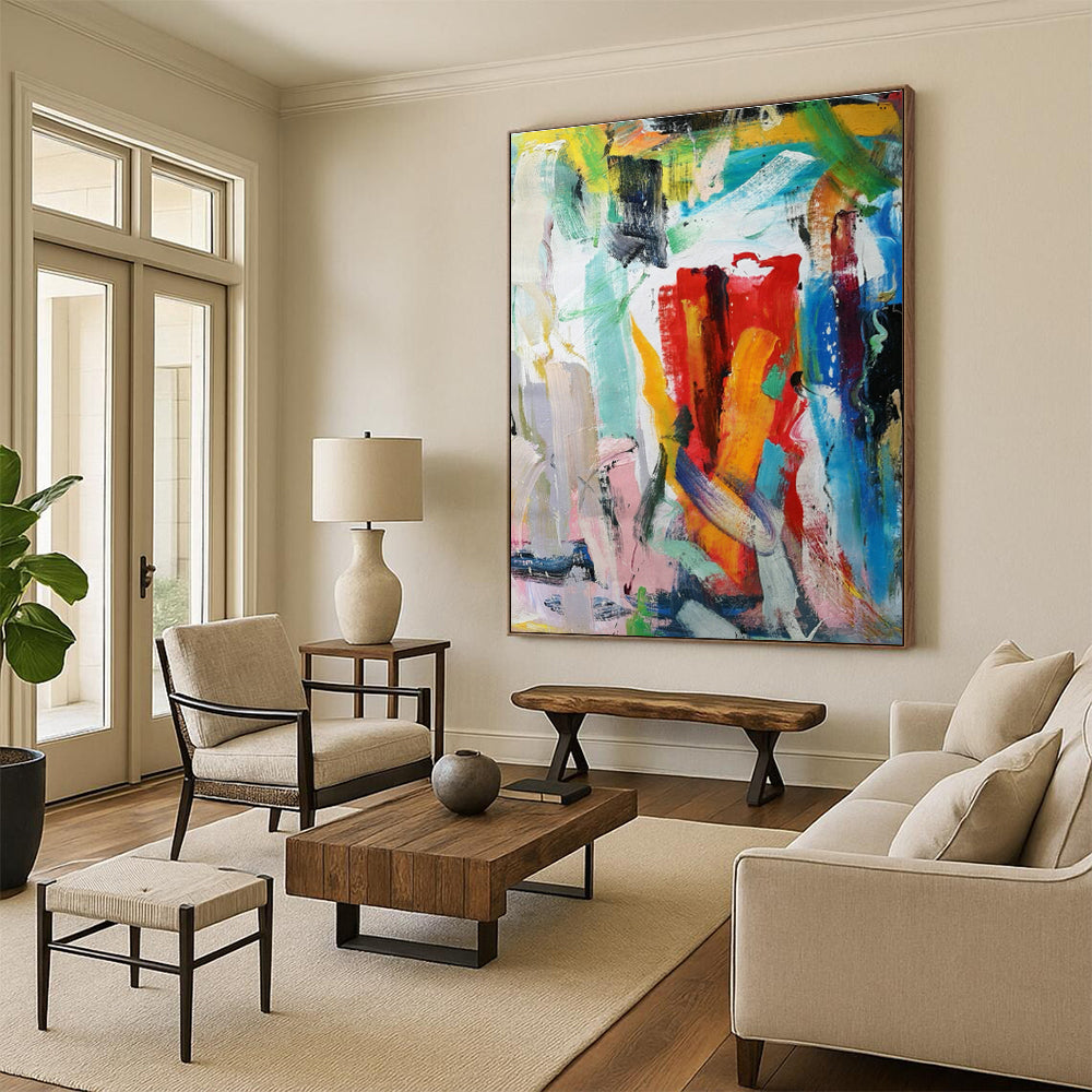 Colorful Brushstroke Abstract Art for Vibrant Living Room & Creative Studio DLZ0770