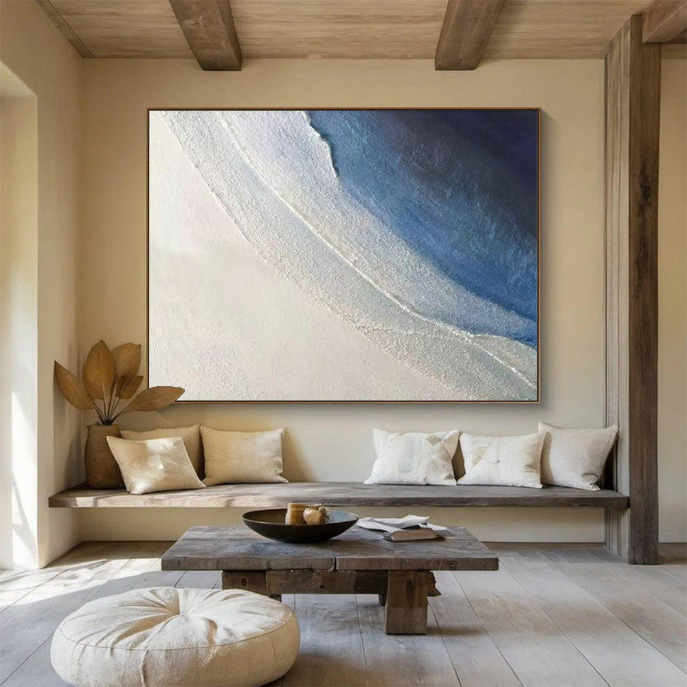 Blue - White Abstract Art for Minimalist Home Bedroom Relaxation Zones DLZ3278