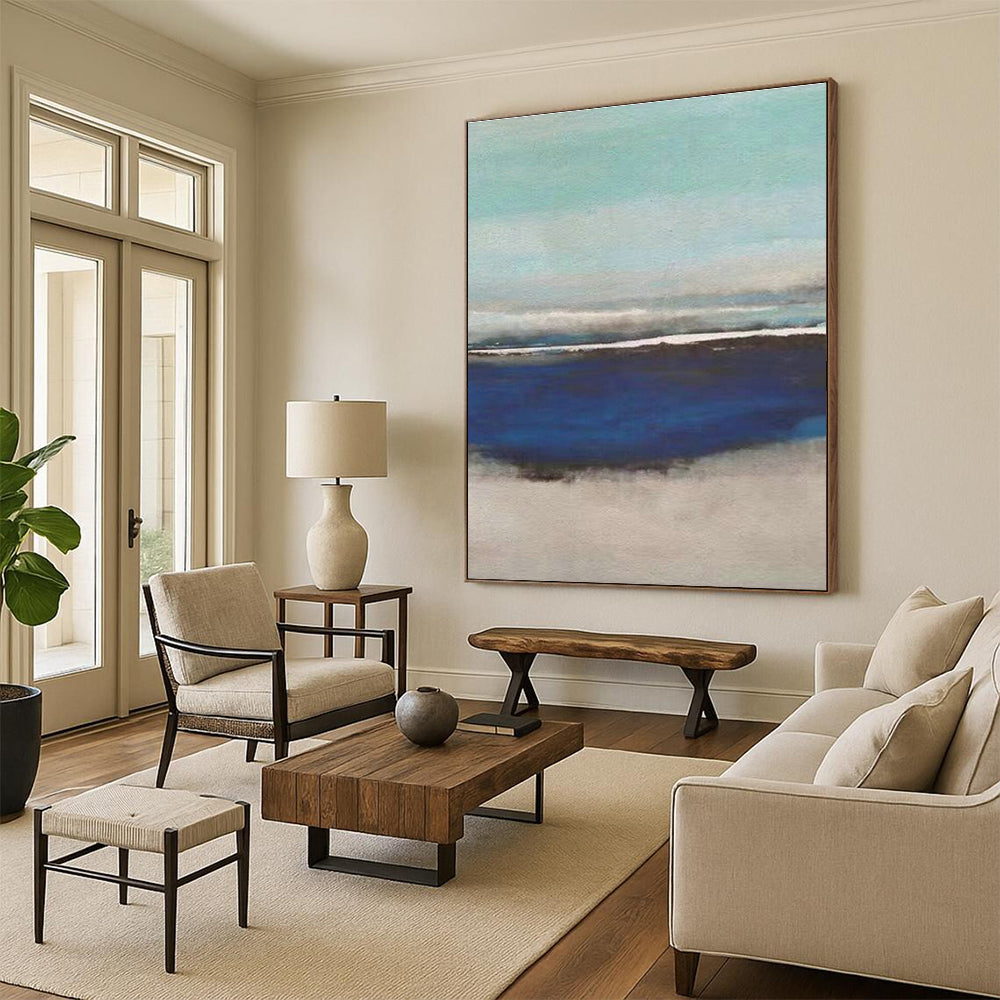 Minimalist Seaside Abstract for Japandi - Style Beach House & Zen - Inspired Yoga Studio DLZ0933