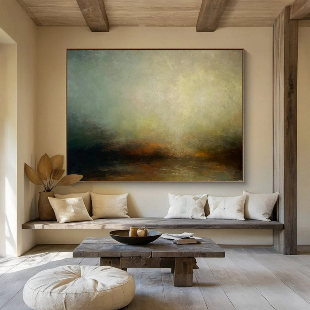 Hazy Landscape Oil Painting for Zen - Inspired Meditation Room Corners DLZ3157