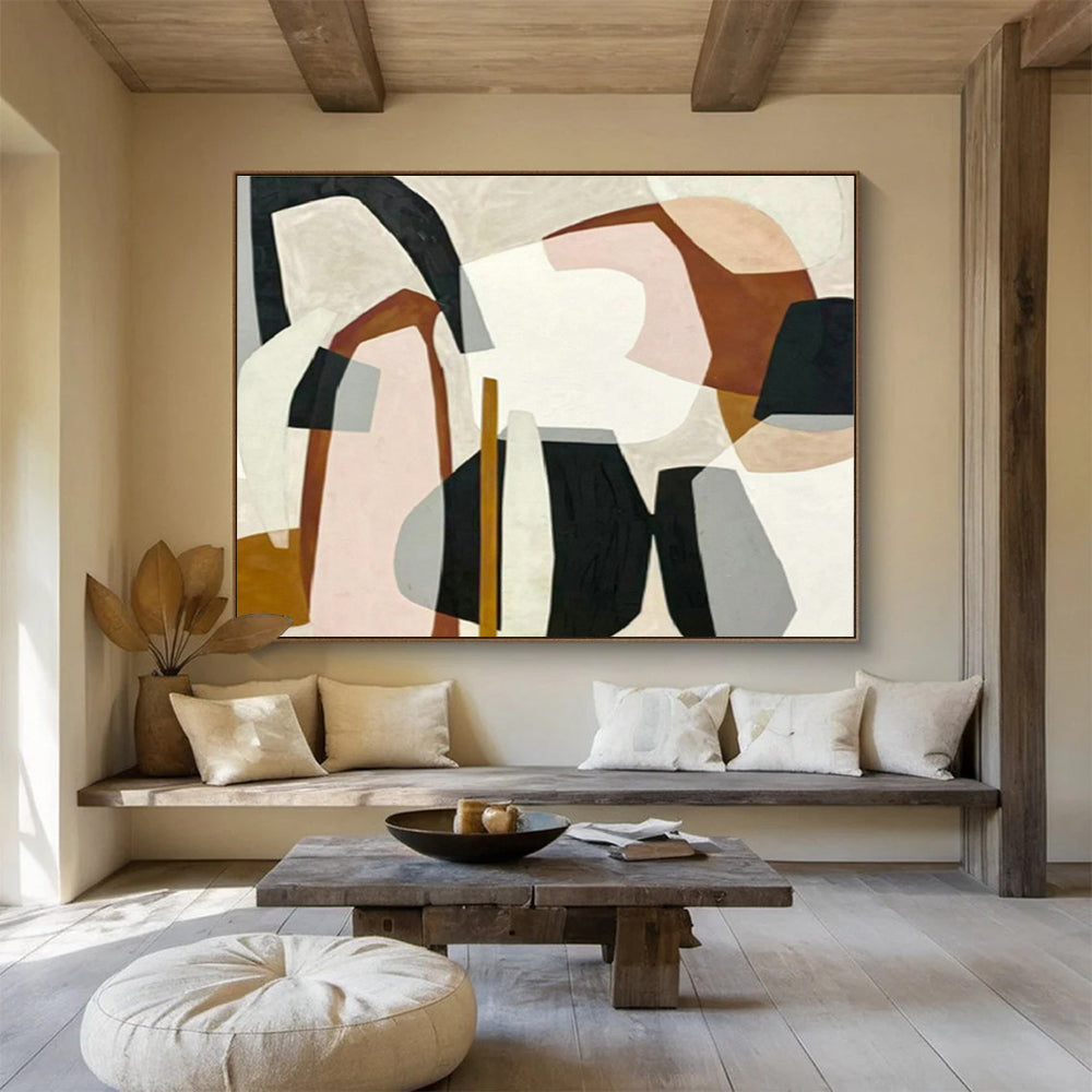 Pink - Brown Geometric Abstract for Bohemian Bedroom DLZ2965