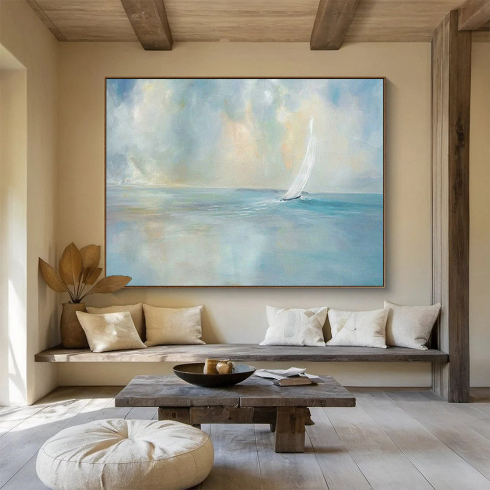 Seaside Sailboat Oil Painting for Nautical - Themed Study DLZ2820
