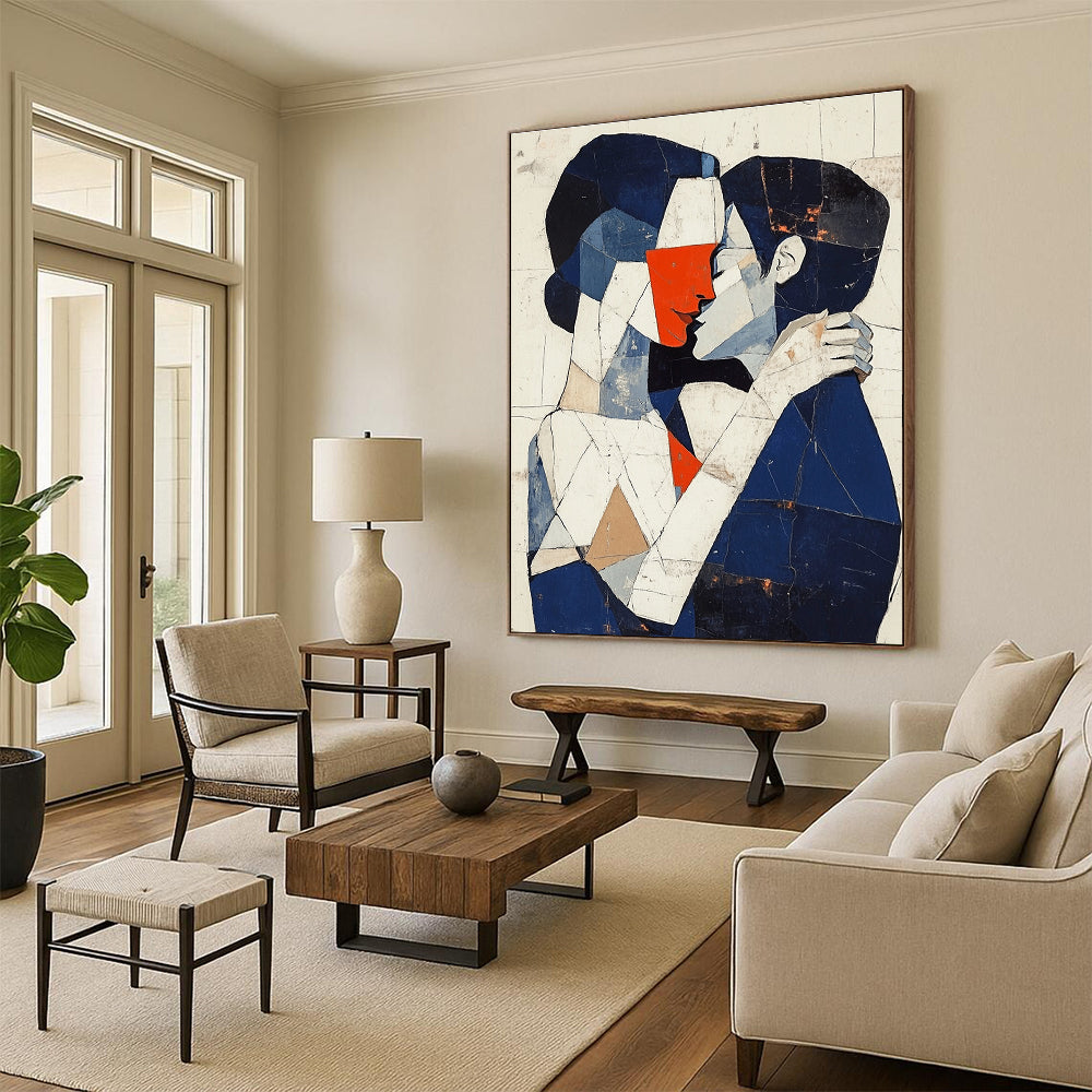 Cubist Kissing Couple Art for Modern Home Gallery & Art History Classroom STSC1055