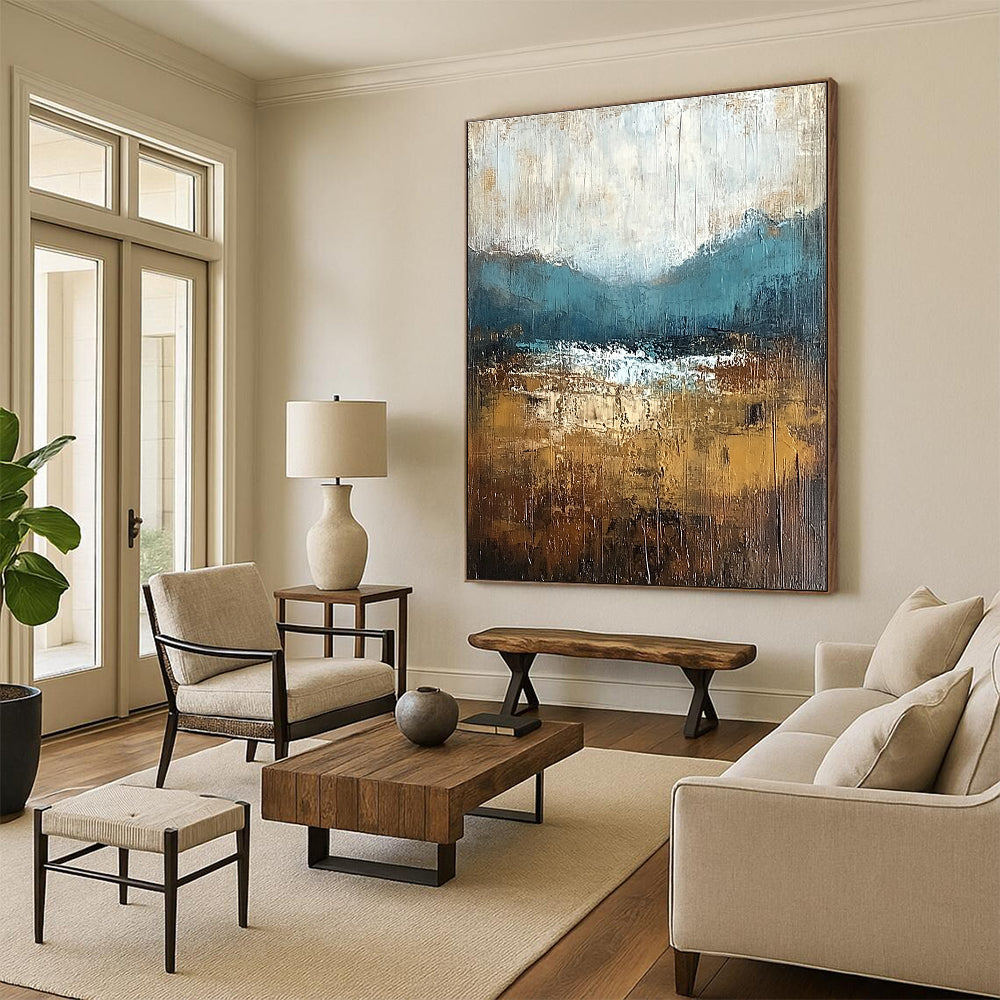 Textured Mountain Landscape Art for Rustic Cabin & Art Gallery Corner STSC093