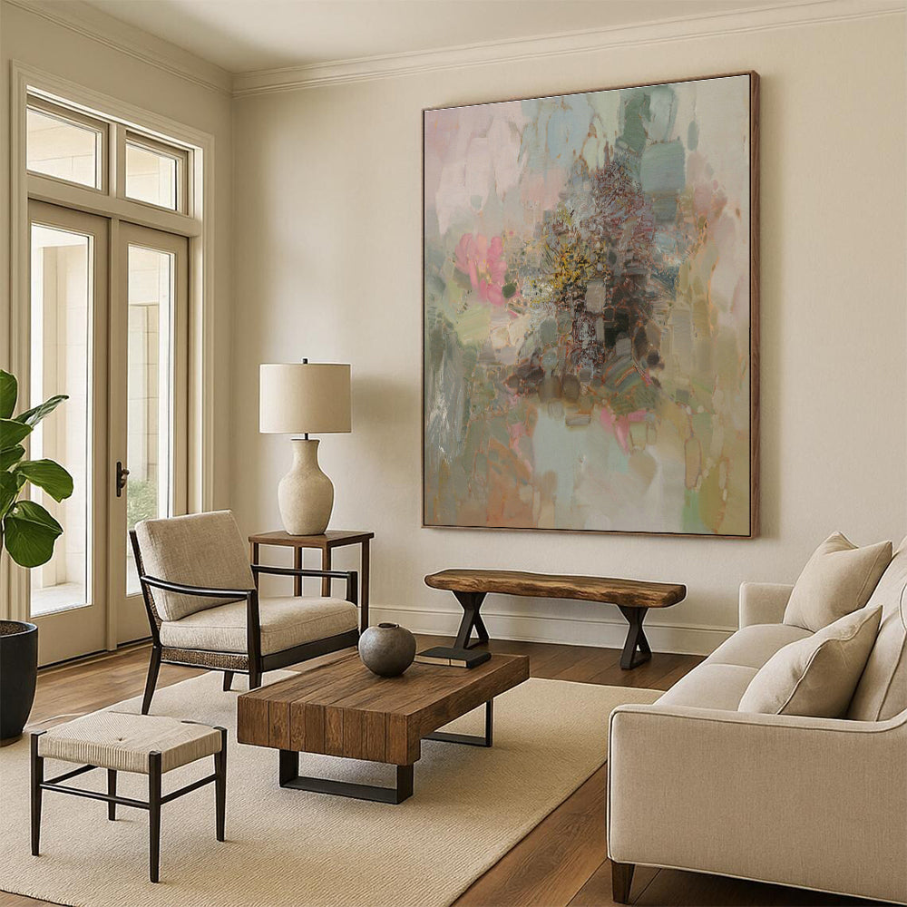 Pastel Abstract Flowers Art for Feminine Boutique & Home Garden Room DLZ2076