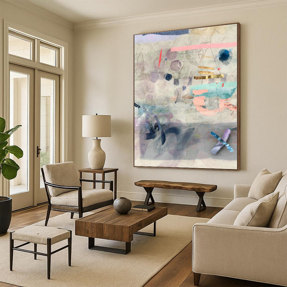 Soft - Color Collage Art for Bohemian Home Reading Nooks DLZ0160