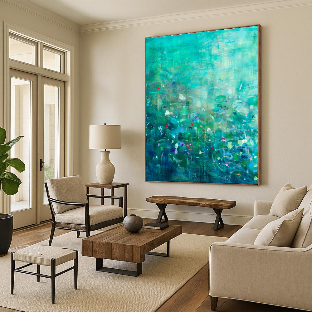 Green - Blue Floral Art for Spa Wellness Center Relaxation Zones DLZ0158